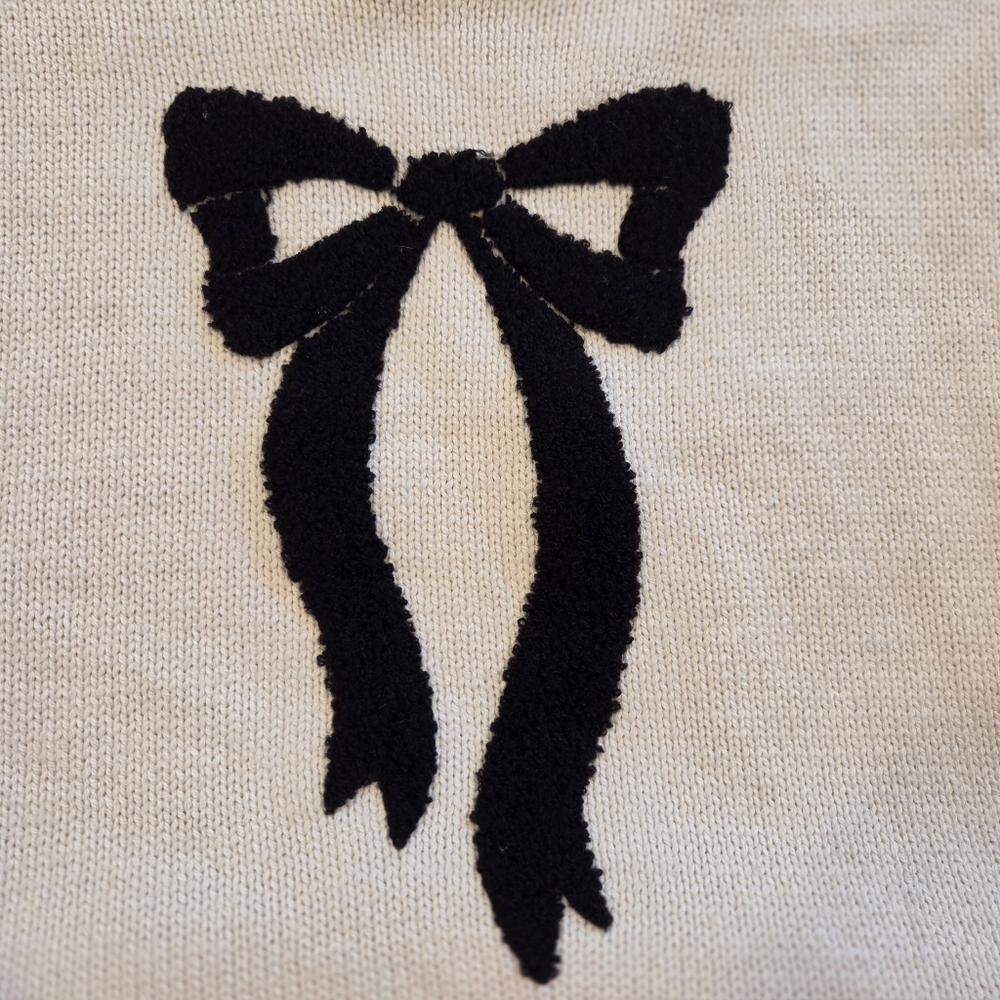 Sincerely Jules BOW Sweater Women's Long Sleeve Cream M - Picture 3 of 6